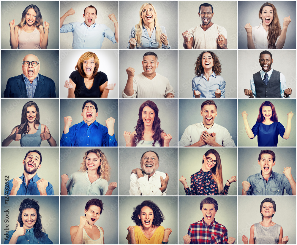 Group of multicultural successful jubilant people Group of multicultural successful jubilant people