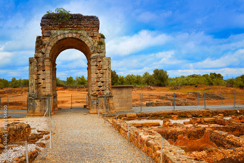 Arch roman of Caparra in Spain Extremadura