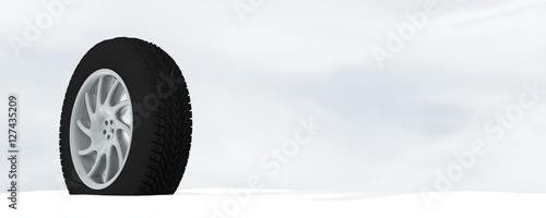Snow Ice Tire concept 3d rendering illustration