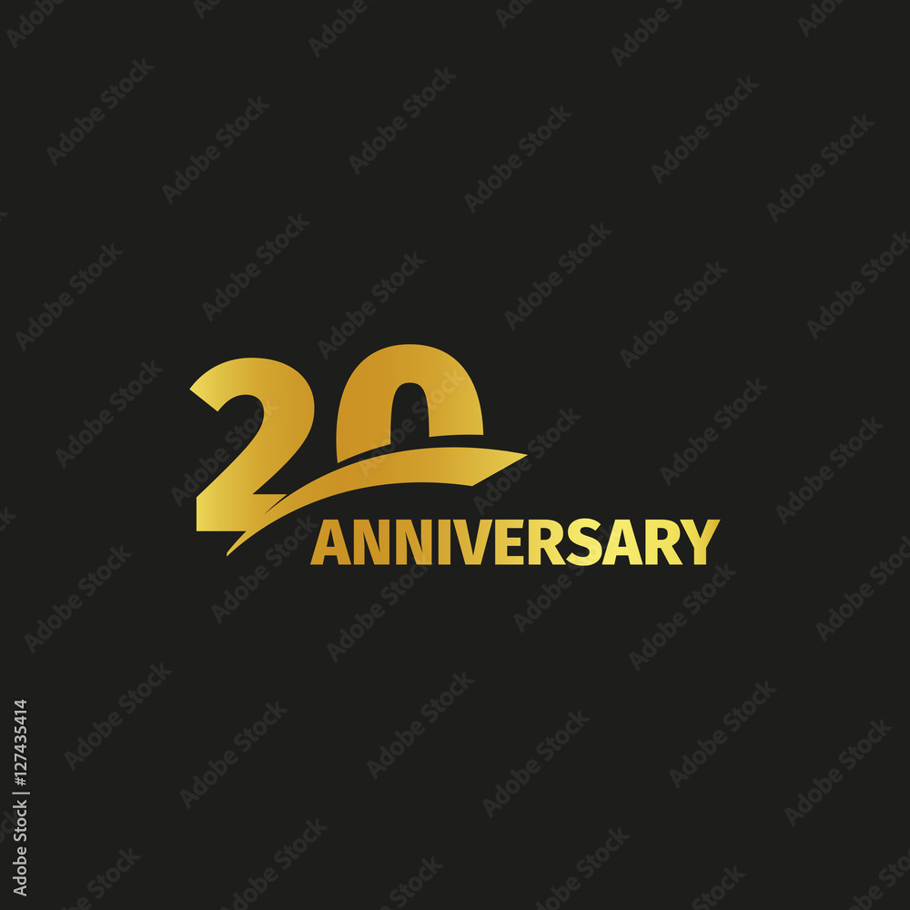 Isolated abstract golden 20th anniversary logo on black background. 20 ...