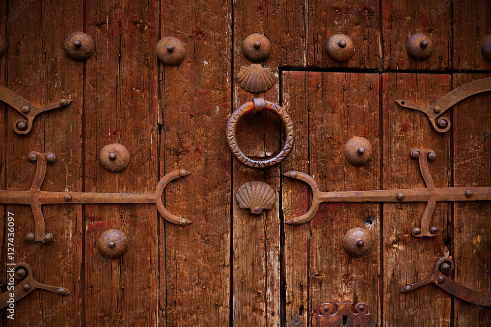 Zamora detail of old aged wood door in Spain Zamora detail of old aged wood door in Spain