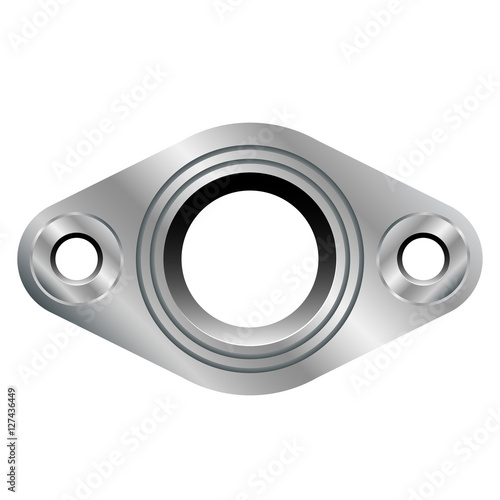 Realistic metallic flange with circular grooves. Vector illustra