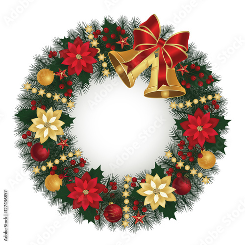 Christmas wreath with bells and decorative elements
