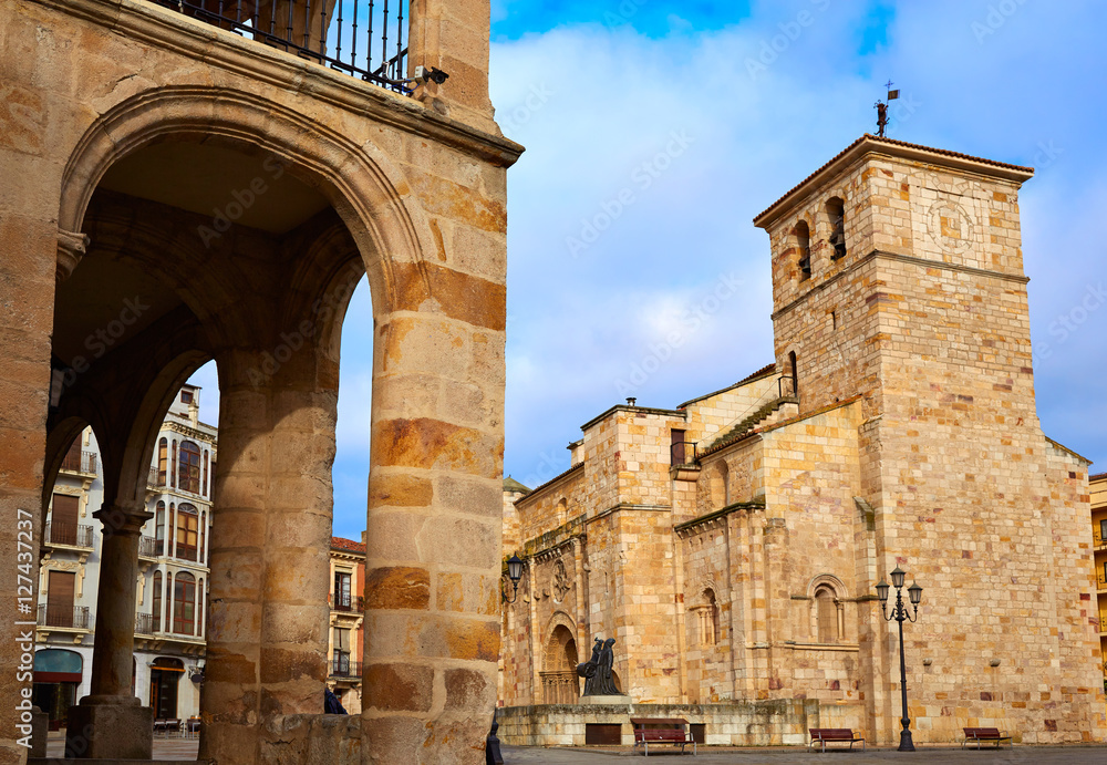 Zamora San Juan church in Plaza Mayor Spain