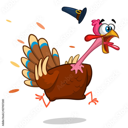 Turkey Escape Cartoon Mascot Character. Vector Illustration Isolated on white