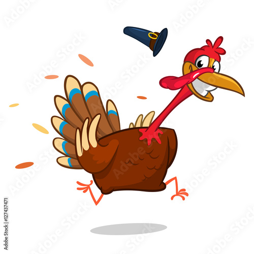 Turkey Escape Cartoon Mascot Character. Vector Illustration Isolated on white
