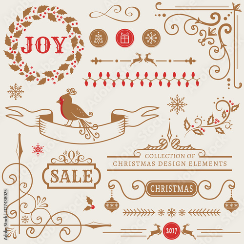 Christmas design elements. Vector set.