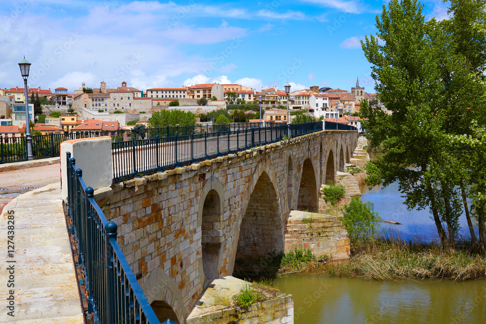 Zamora Puente de Piedra stone bridge on Duero