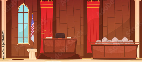 Law Justice Courtroom Sitting  Retro Poster