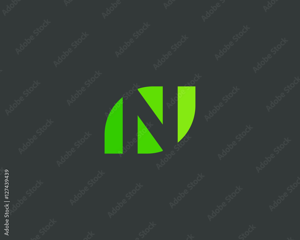 Abstract letter N logo design template. Colorful green leaf nature eco vector icon logotype. Abstract letter N logo design template. Colorful green leaf nature eco vector icon logotype.
