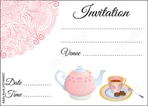 Invitation card with tea set