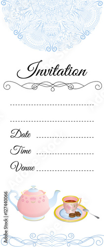 Invitation card with tea set