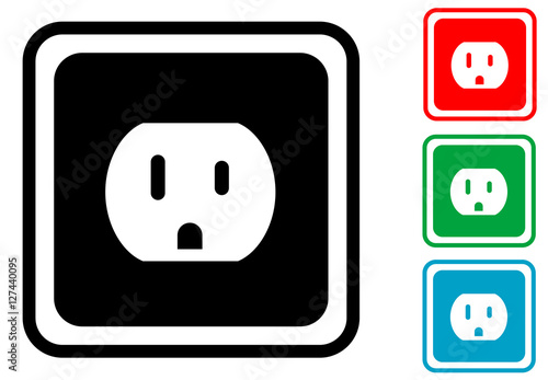 Icono plano enchufe americano en varios colores