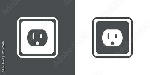 Icono plano enchufe americano gris y blanco