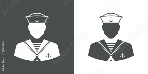 Icono plano silueta marinero gris y blanco