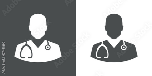 Icono plano silueta medico gris y blanco