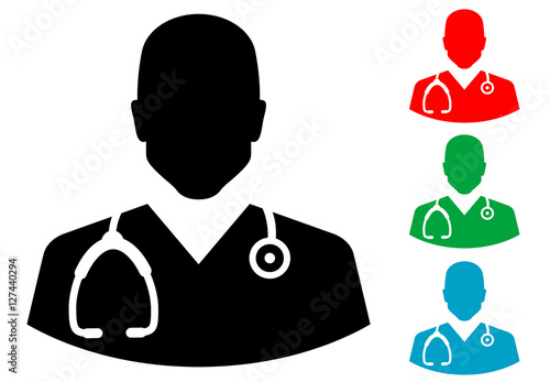Icono plano silueta medico varios colores