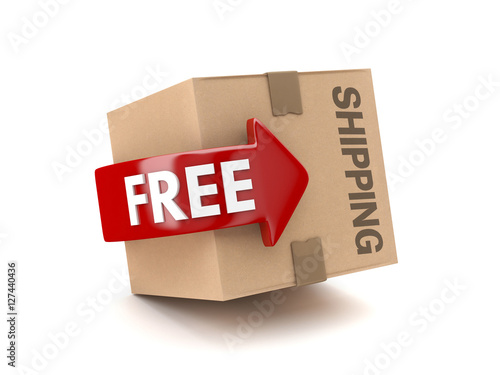 3D free shipping cardboard isolated
