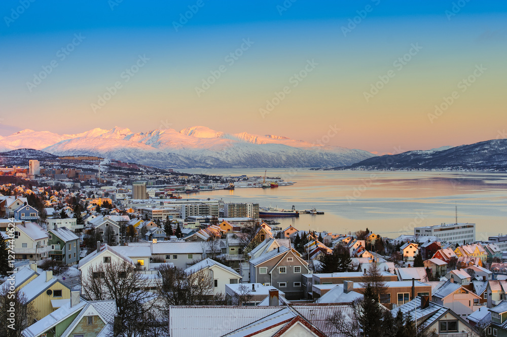 Sunrise over the city of Tromso