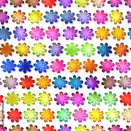 Seamless colorful flowers texture, Isolation on a white background