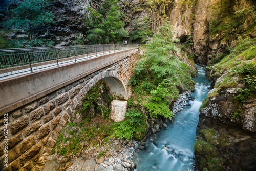 Tamina Gorge, river and bridge near Bad Pfafers