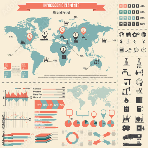 Oil industry infographics and icons.