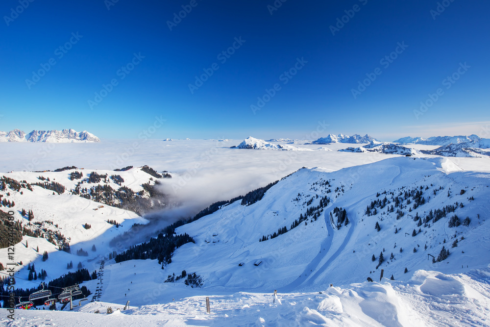 Kitzbühel ski resort in Tyrolian Alps, Austria