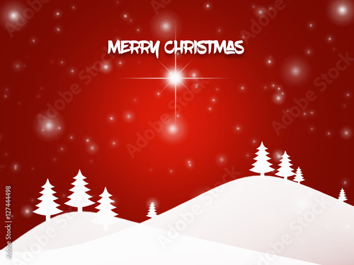 Christmas landscape background with snow and tree