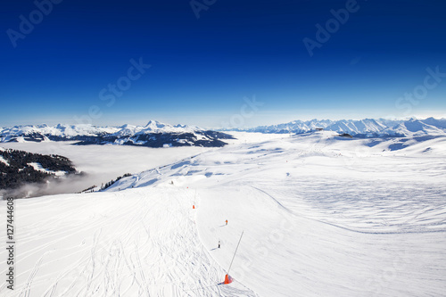 Ski slopes in Kitzbühel ski resort, Tyrolian Alps,  Austria photo