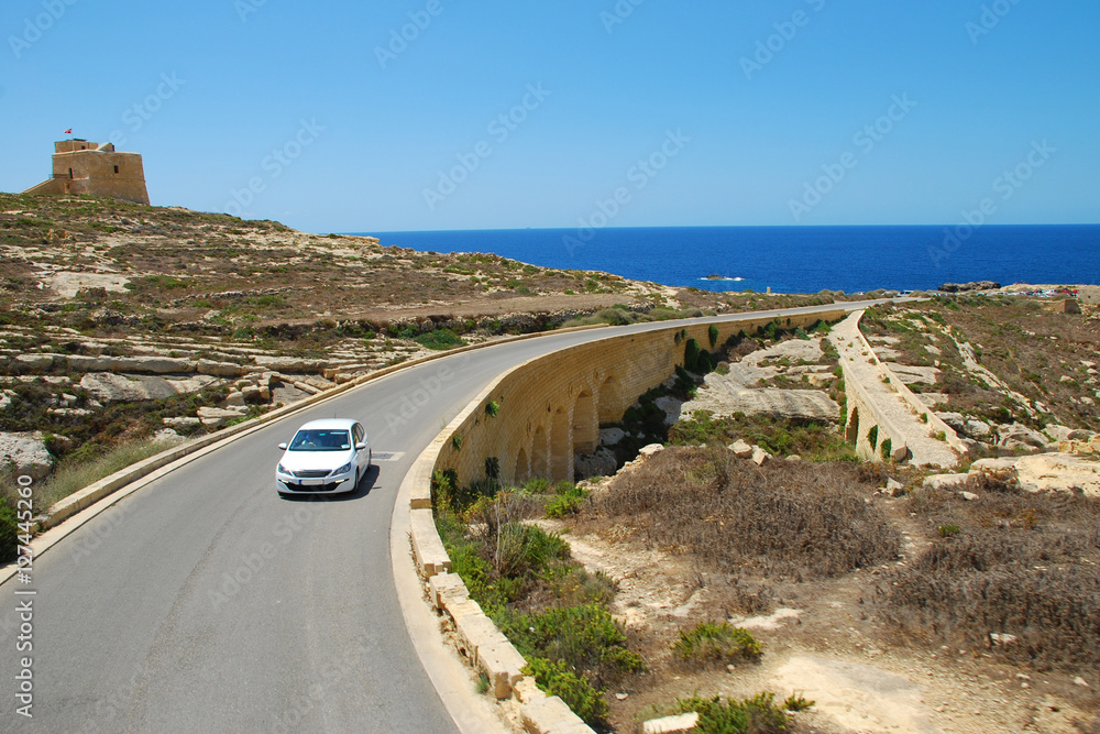 Seaside driving on Malta Island