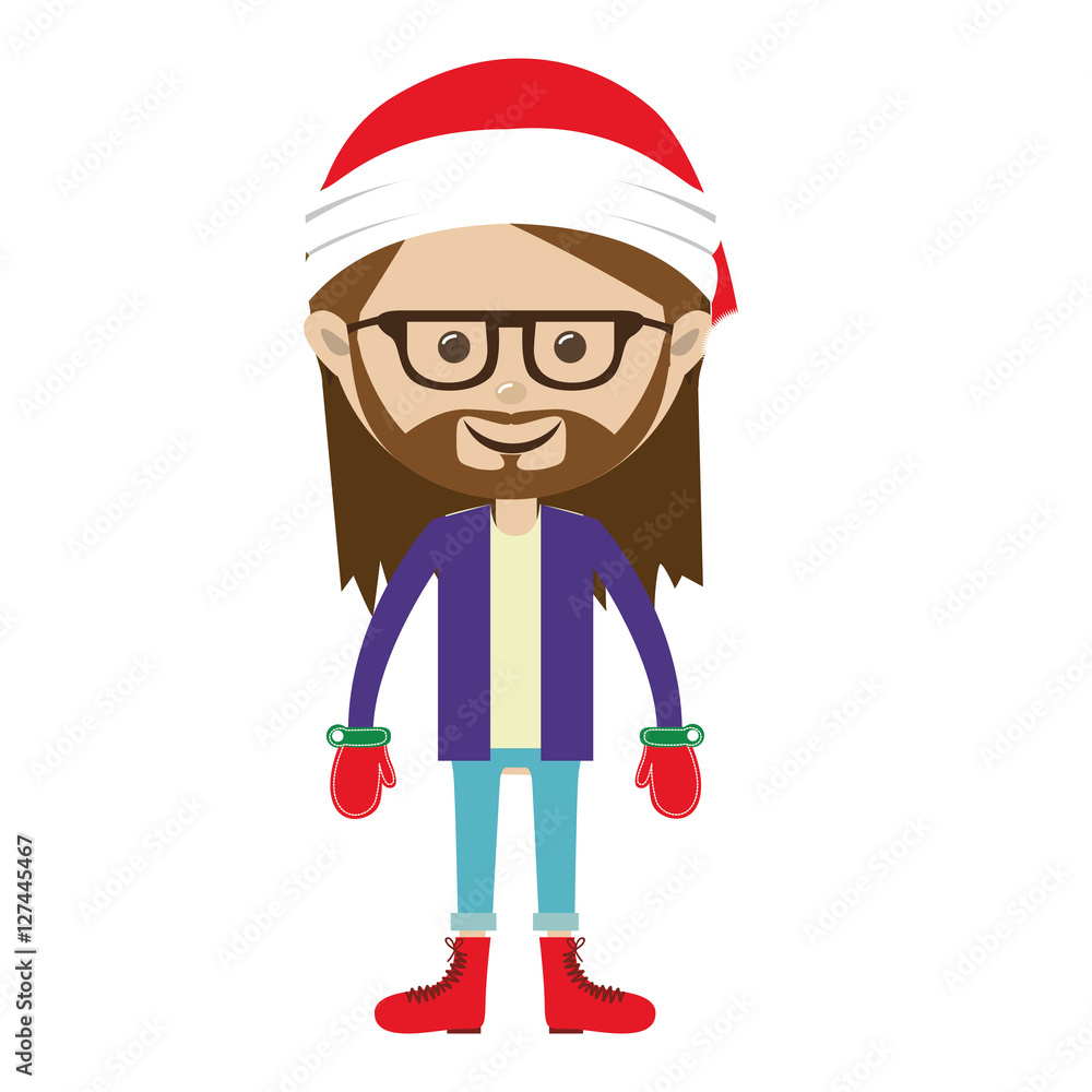 man wearing santa hat christmas icon image vector illustration design man wearing santa hat christmas icon image vector illustration design