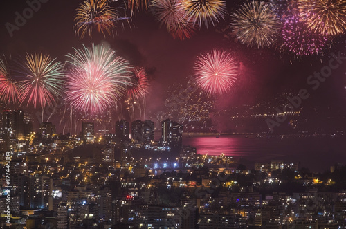 FIREWORKS IN VALPARAISO CHILE, NEW YEAR 2015