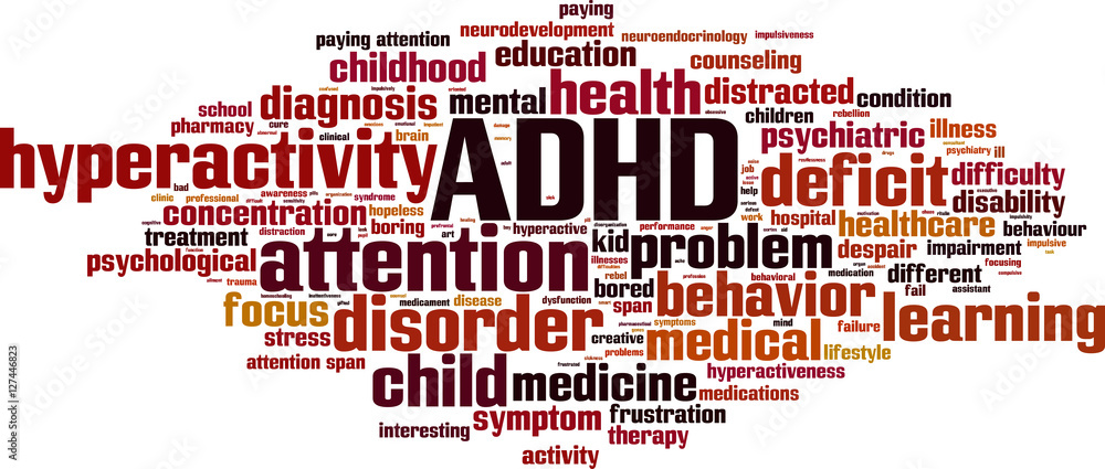 Obraz premium ADHD word cloud concept. Vector illustration