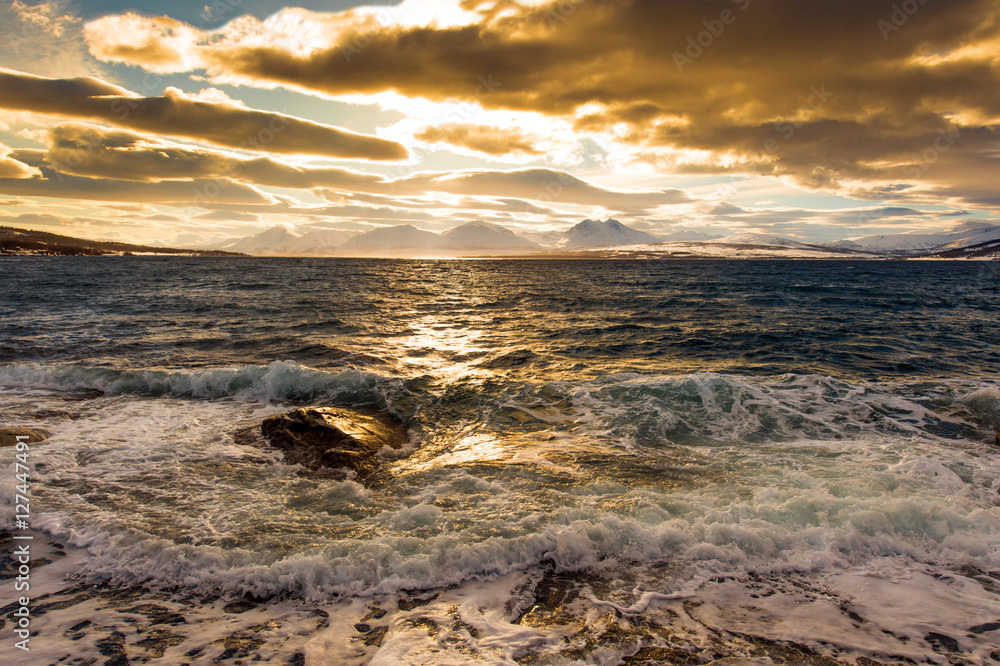Naklejka premium Coast of the Norwegian Sea.Tromso