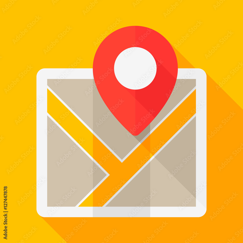 Map with the pointer. Vector icon. Map with the pointer. Vector icon.