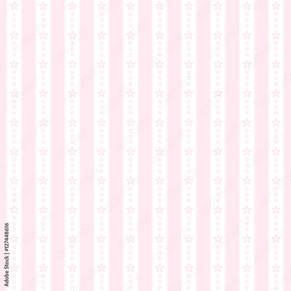 Vecteur Stock かわいい花の縦レース シームレスパターン ピンク 背景素材 ベクター Adobe Stock