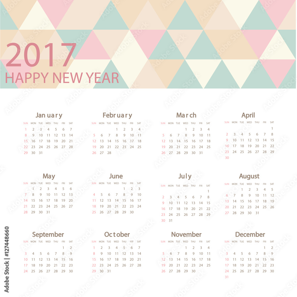 calendar two thousand seventeen template vector calendar two thousand seventeen template vector