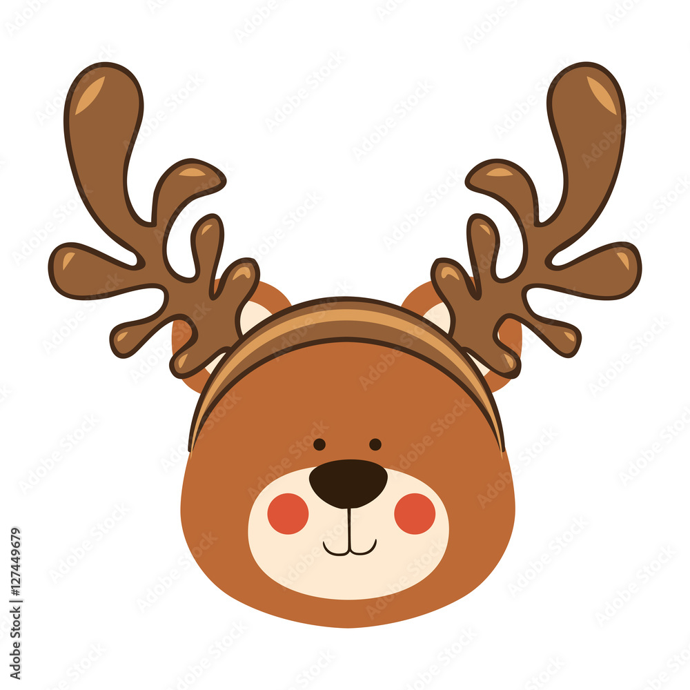 bear wearing reindeer antlers christmas icon image vector illustration design bear wearing reindeer antlers christmas icon image vector illustration design