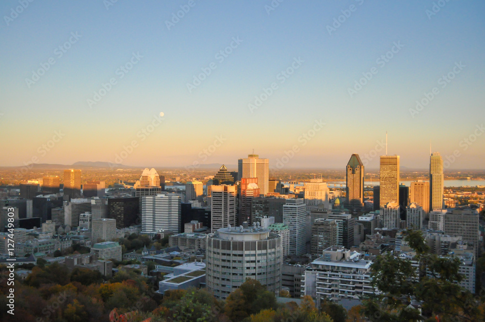 Moonrise and montreal skyline