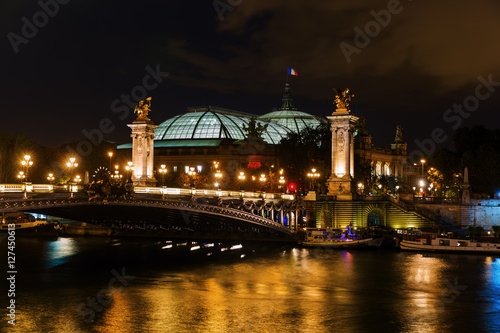 Bridge Pont de Alexandre III in Paris at night
