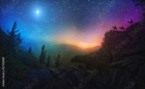 Canvas Print Three wise men and the star