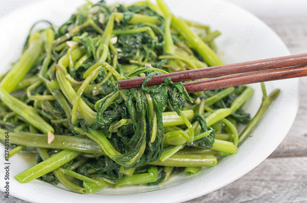 Vietnamese stir fried morning glory vegetable Vietnamese stir fried morning glory vegetable