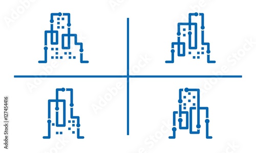 City Networking line art logo illustration set photo