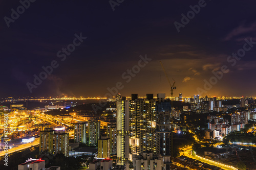 night cityscape of light with twilight time and industry area - can use to display or montage on product © bank215