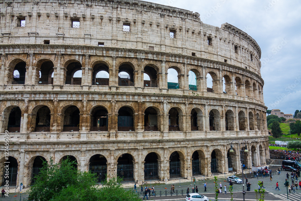 The famous Colosseum in Rome - Colisseo - a huge tourist attraction in the city