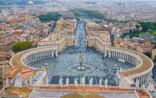 Beautiful Vatican City with St Peters Square - aerial view from the top of St Peters Basilica © 4kclips