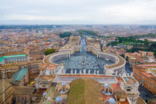 Amazing aerial view over the Vatican and the city of Rome from St Peters Basilica © 4kclips