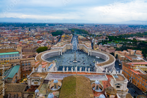Beautiful Vatican City with St Peters Square - aerial view from the top of St Peters Basilica