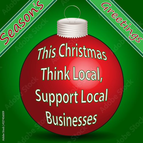 Think Christmas Red Ball (Green Background)