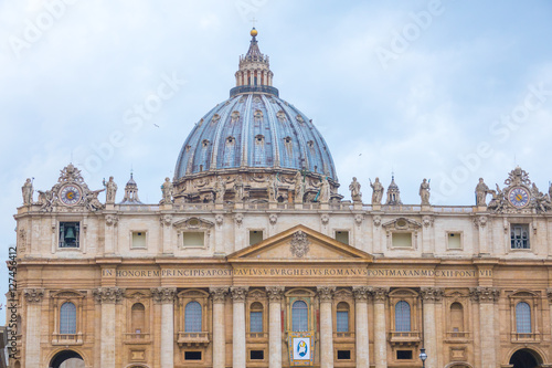 The impressive front of Saint Peters Basilica in Rome - Peter s Square at Vatican City